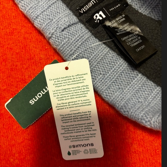 Unisex baby blue 100% lambswool ribbed tuque hat NWT - Picture 7 of 11